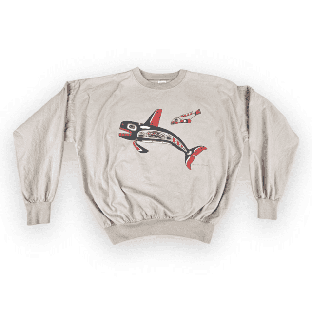 Vintage 80s Northwest Tribal Art Fish & Whale Sweatshirt XL 3