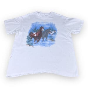 Vintage 90s River Running Horses T-Shirt LARGE