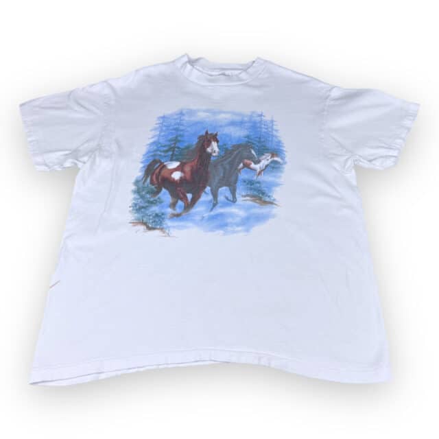 Vintage 90s River Running Horses T-Shirt LARGE 3