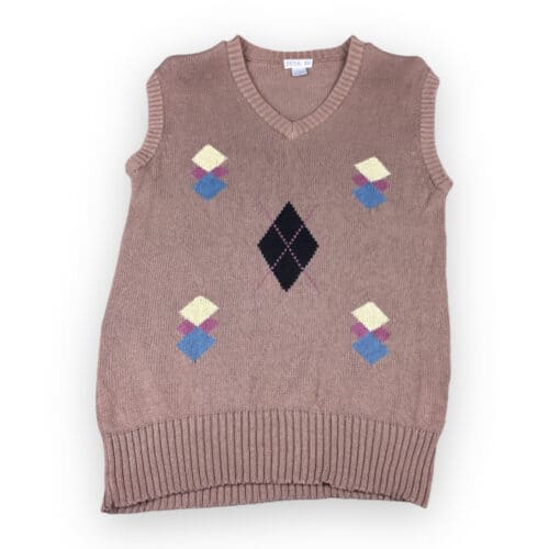 Vintage 90s Argyle Brown Sweater Vest SMALL/XS