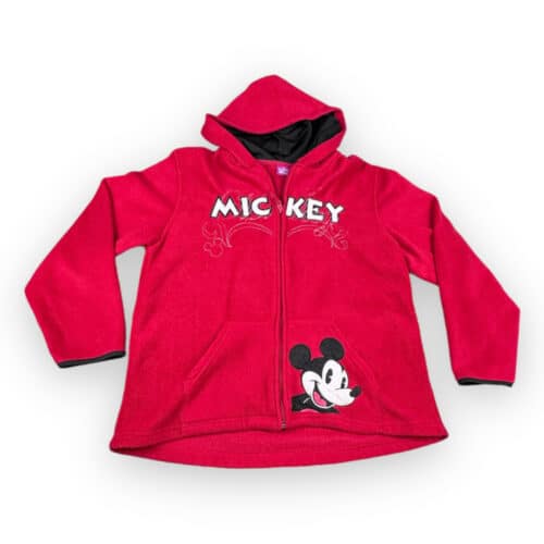 Y2K Women’s Mickey Mouse Red Fleece Zip Hoodie 11/13 LARGE