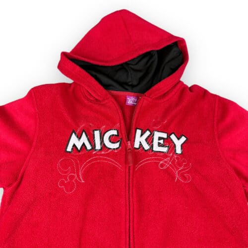 Y2K Women’s Mickey Mouse Red Fleece Zip Hoodie 11/13 LARGE 2