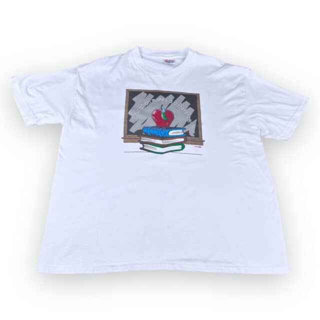 Vintage 90s Education Makes A Difference! Bookworm T-Shirt XL 3
