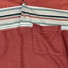Vintage 80s Burnt Orange Striped Long Sleeve Polo Shirt MEDIUM