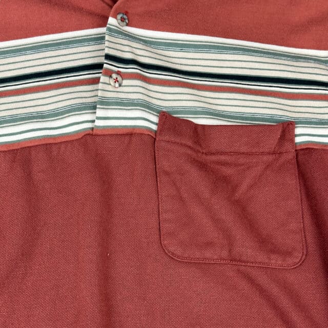 Vintage 80s Burnt Orange Striped Long Sleeve Polo Shirt MEDIUM 5