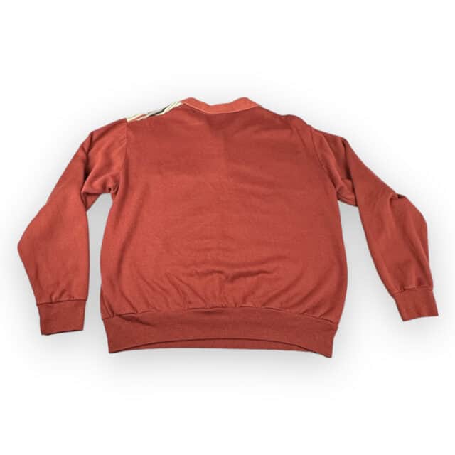 Vintage 80s Burnt Orange Striped Long Sleeve Polo Shirt MEDIUM 6