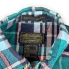Vintage 80s Eddie Bauer Salmon Green Plaid Shirt MEDIUM