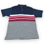 Vintage 90s Red White and Navy Blue Color Block Stripe Towncraft Polo Shirt LARGE