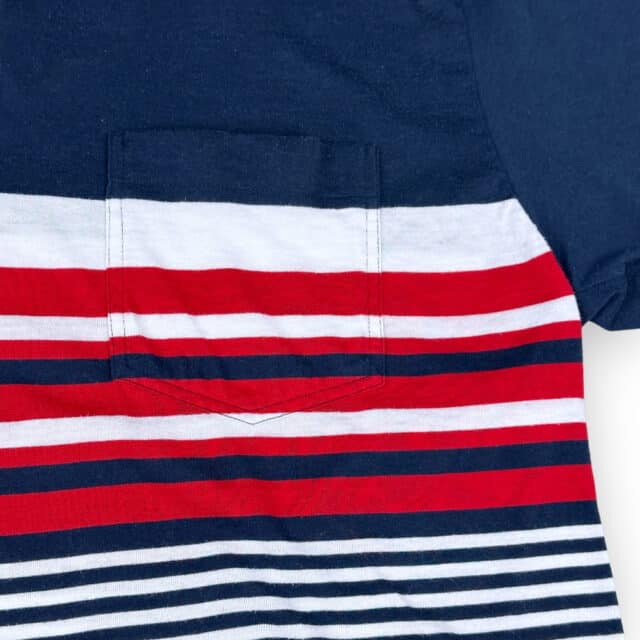 Vintage 90s Red White and Navy Blue Color Block Stripe Towncraft Polo Shirt LARGE 4