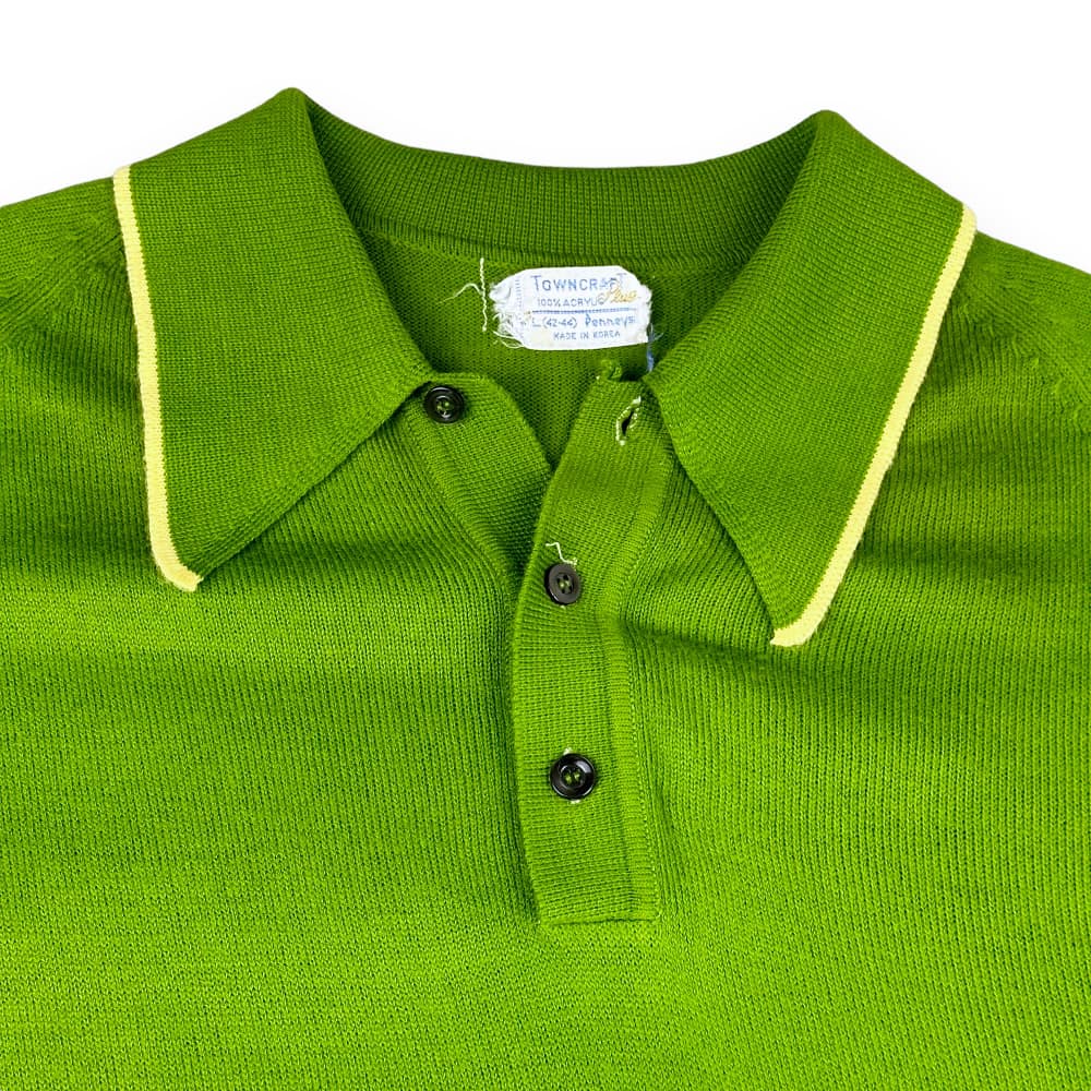 Vintage 60s JC Penney Avocado Green Polo Shirt MEDIUM 2