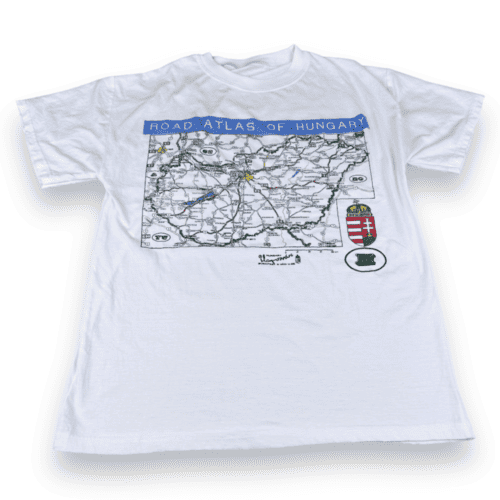 Vintage 90s Road Atlas of Hungary T-Shirt MEDIUM