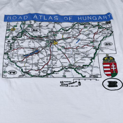 Vintage 90s Road Atlas of Hungary T-Shirt MEDIUM 2