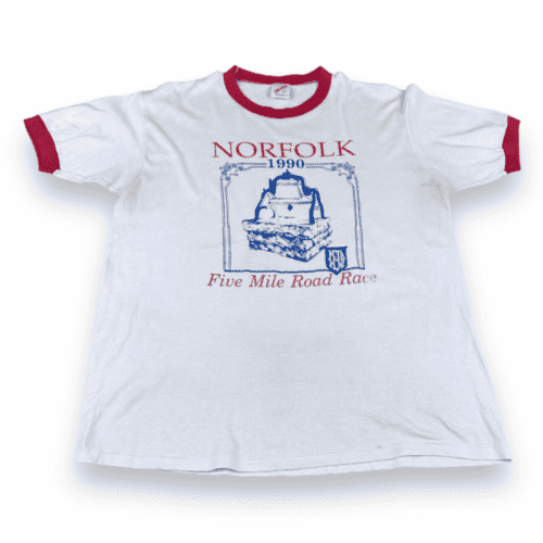 Vintage 90s Norfolk Five Mile Road Race Ringer T-Shirt MEDIUM