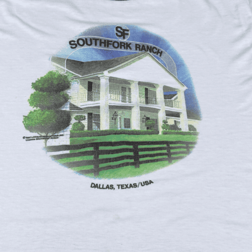 Vintage 80s Southfork Ranch Ewing Mansion Ringer T-Shirt SMALL 2