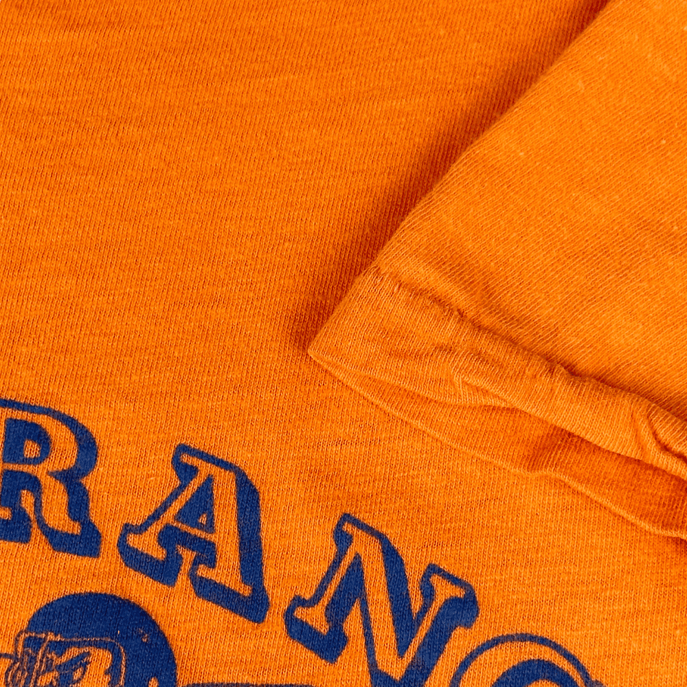 Vintage 70s Denver Broncos Big Orange Crushmobile T-Shirt SMALL