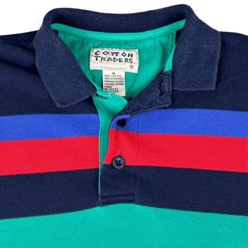 Vintage 90s Cotton Traders Striped Polo Shirt MEDIUM 2