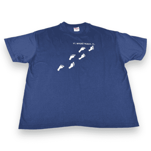 Vintage 90s Ft Myers Beach Florida Footprints T-Shirt XL