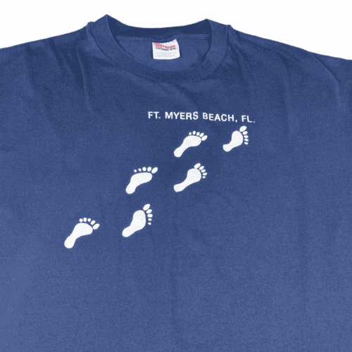 Vintage 90s Ft Myers Beach Florida Footprints T-Shirt XL 2