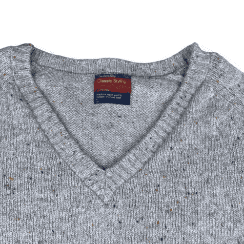 Vintage 80s JC Penney Speckled Gray V Neck Sweater MEDIUM