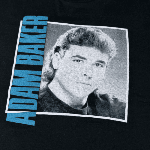 Vintage 80s Adam Baker Portrait Country Singer Mullet T-Shirt LARGE