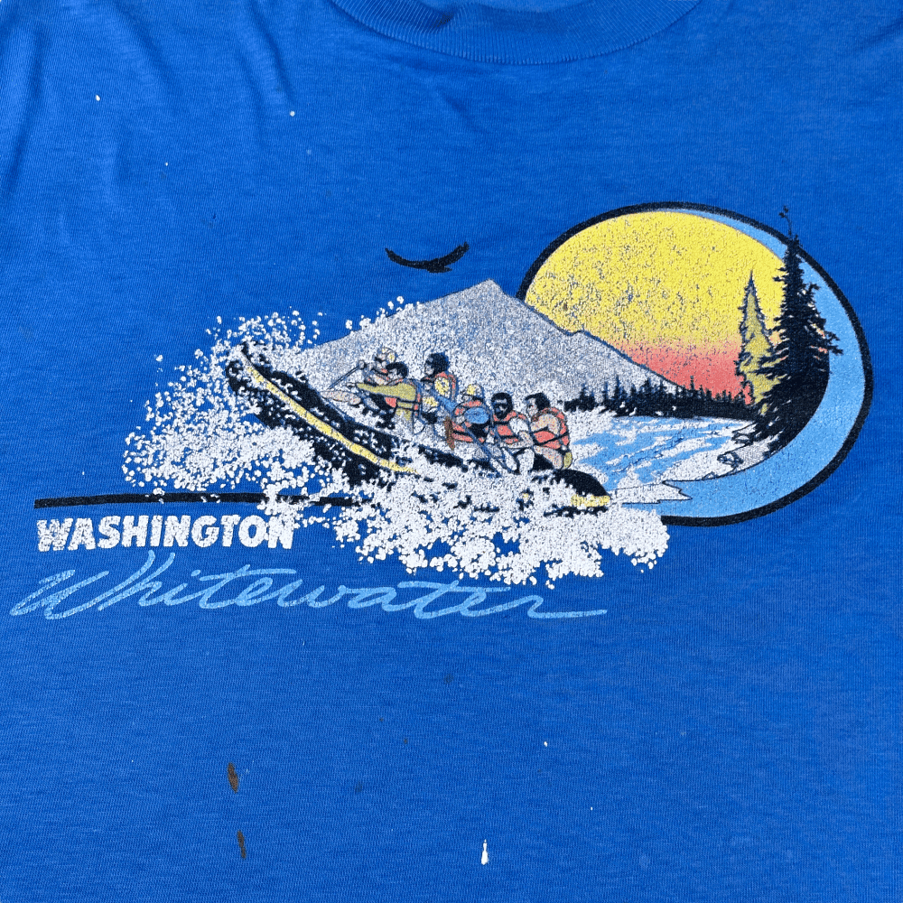 Vintage 70s Washington Whitewater Rafting T-Shirt MEDIUM