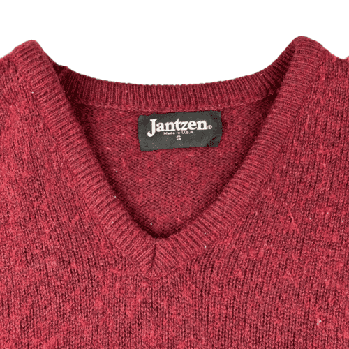 Vintage 80s Jantzen Burgundy V Neck Sweater SMALL