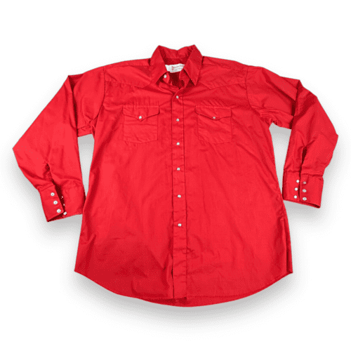 Vintage 90s Ranch & Town Red Pearl Snap Western Shirt LARGE