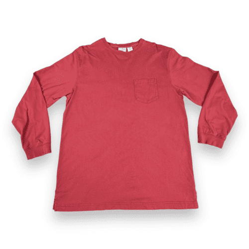 Y2K L.L. Bean Brick Red Long Sleeve Pocket T-Shirt LARGE TALL