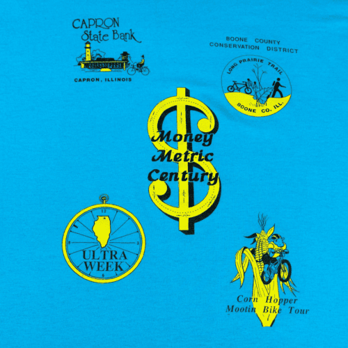 Vintage 80s Money Metric Century Illinois Cycling Events T-Shirt MEDIUM