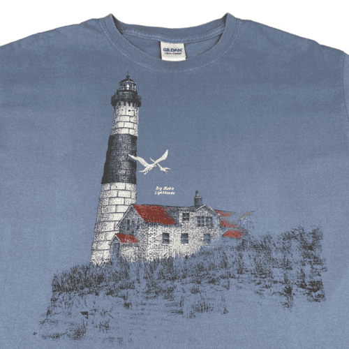 Y2K Big Sable Point Lighthouse Michigan T-Shirt MEDIUM