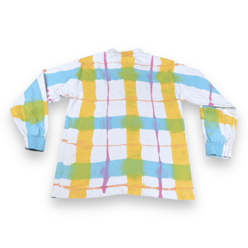 Vintage 80s Psychedelic Window Pane Dye Long Sleeve T-Shirt SMALL