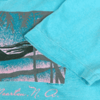Vintage 80s Tropical Hammock Sunset Lady St Maarten T-Shirt MEDIUM