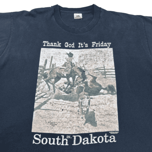 Vintage 90s Thank God It's Friday In South Dakota Cowboy T-Shirt XL