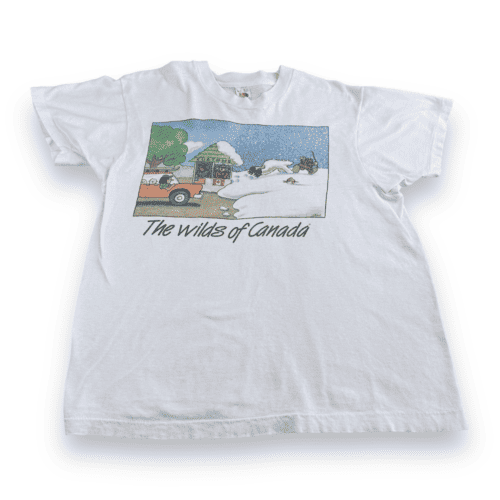 Vintage 90s Wilds of Canada T-Shirt John Cadiz Cartoon MEDIUM