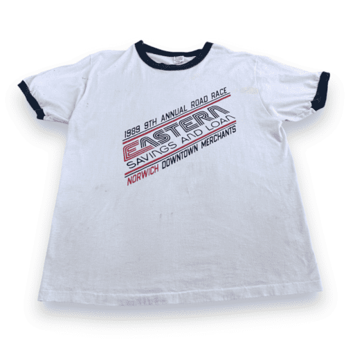 Vintage 80s Eastern Savings and Loan Ringer T-Shirt MEDIUM