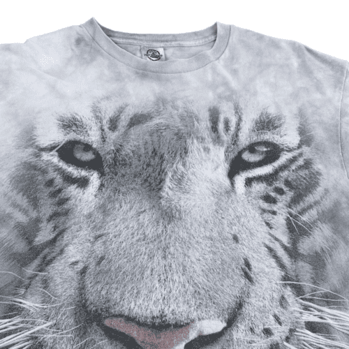 Y2K White Tiger Tie Dye T-Shirt LARGE