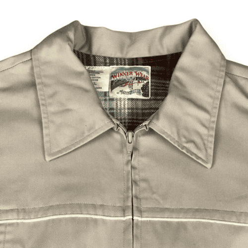 Vintage Kennington Jacket Adult LARGE Beige 70s Winner Wear Plaid Lining