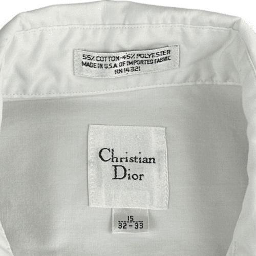 Vintage Christian Dior Shirt White Dress Long Sleeve Mens MEDIUM 15 32-33