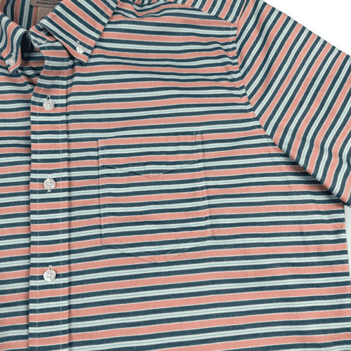 LL Bean Shirt Salmon Pastel Striped Adult LARGE