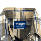 Vintage Wrangler Western Shirt 90s Pearl Snap Beige Plaid Adult LARGE