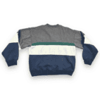 Vintage Color Block Sweater 90s Gray Green Blue Henley Adult MEDIUM