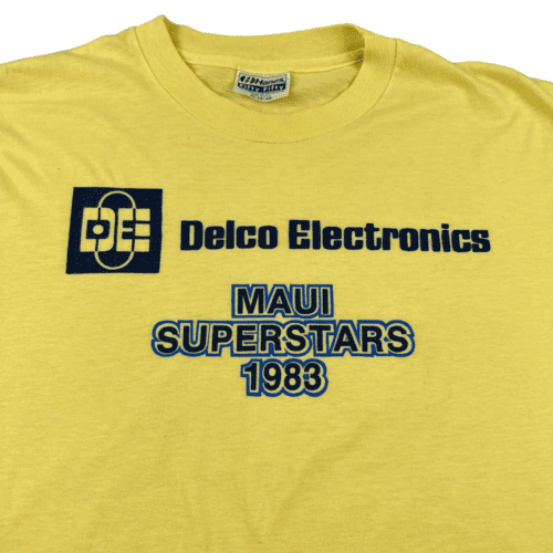 Vintage Delco Electronics Shirt 80s Yellow General Motors Adult LARGE