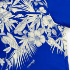 Vintage Hawaiian Shirt Blue 80s Royal Princess Floral Adult LARGE