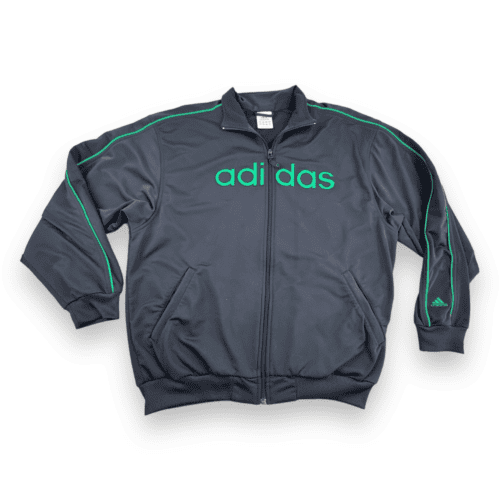Vintage Adidas Jacket Y2K Spell Out Navy Blue Green Adult LARGE