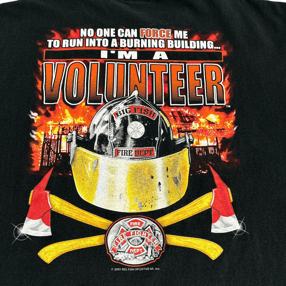 Vintage Firefighter Shirt Y2K Black Adult EXTRA LARGE