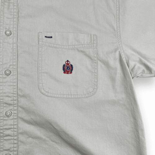 Vintage Bugle Boy Shirt 90s Button Up Beige Adult LARGE