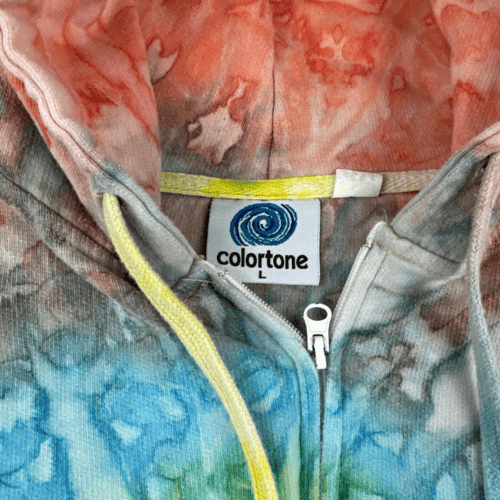 Vintage Colortone Hoodie 90s Tie Dye Zip Up Adult LARGE
