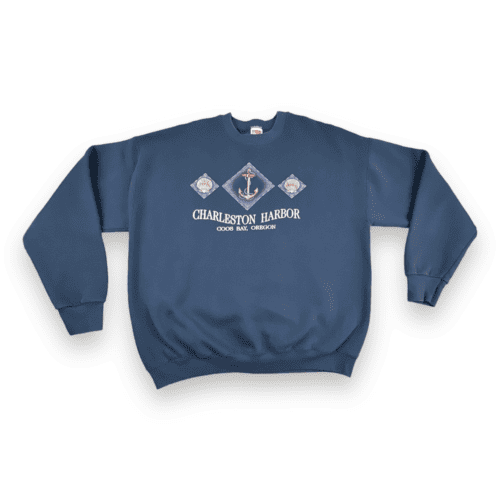 Vintage Charleston Harbor Oregon Sweater 90s Navy Blue Sweatshirt Adult XL