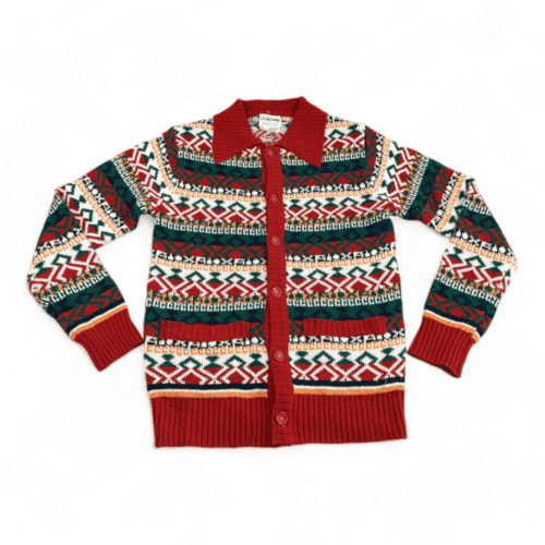 Vintage Cardigan Sweater 70s Fair Isle Aztec Adult SMALL