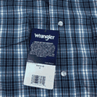 Wrangler Western Shirt Blue Plaid Pearl Snap Adult MEDIUM